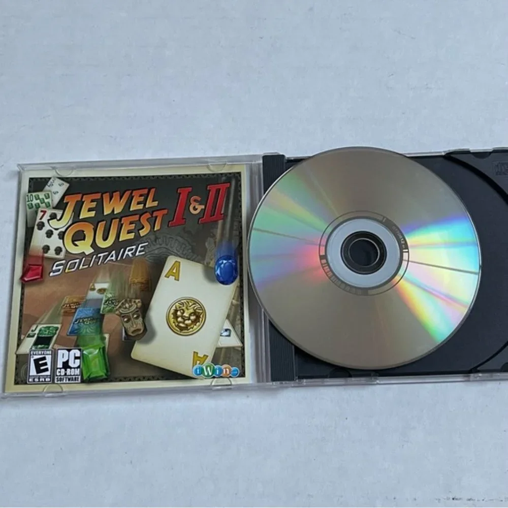 Jewel Quest Solitaire‎ I and II PC Games CD ROM E ESRB iWin Games Holiday Gift